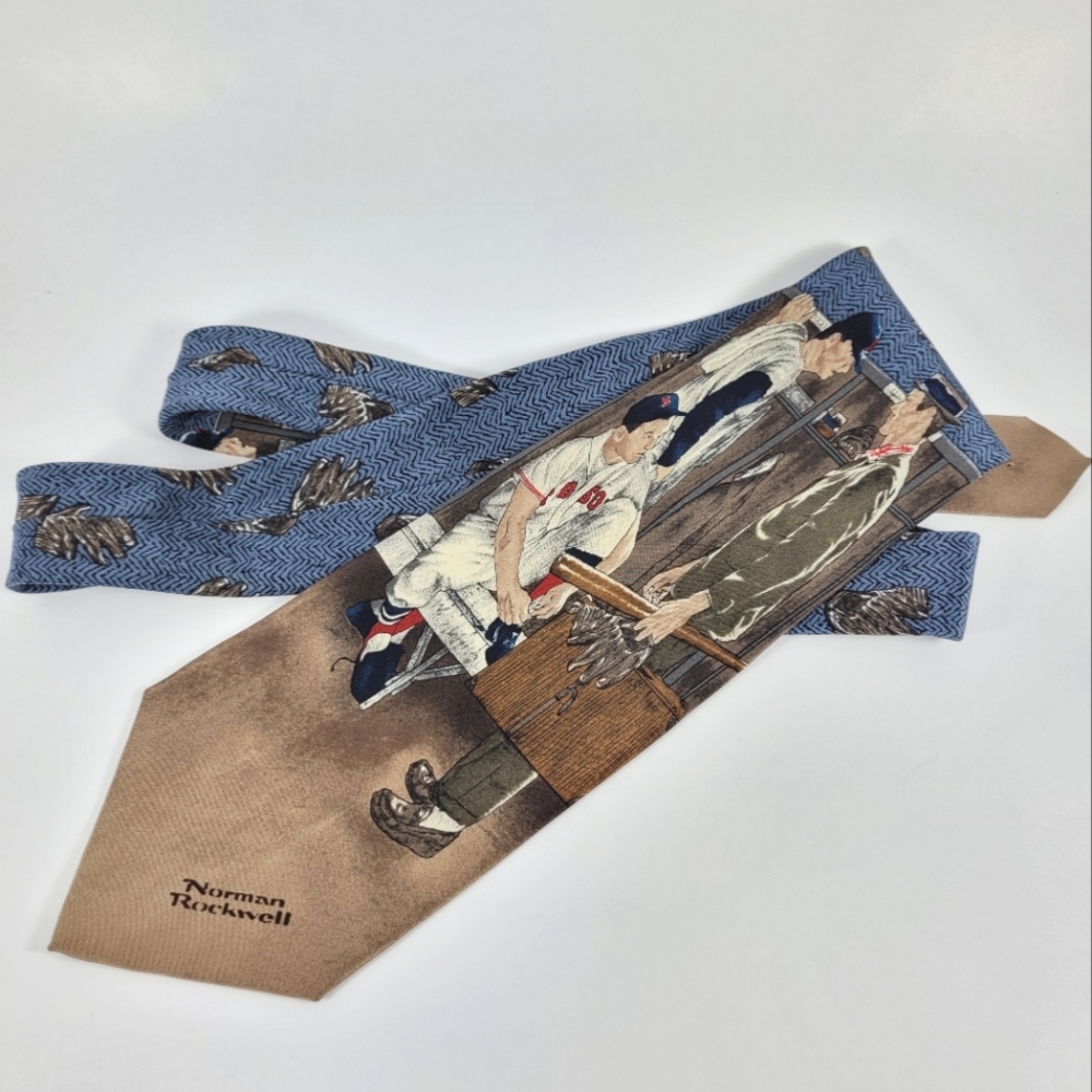 NORMAN ROCKWELL | "The Saturday Evening Post" 1995 vintage baseball silk tie